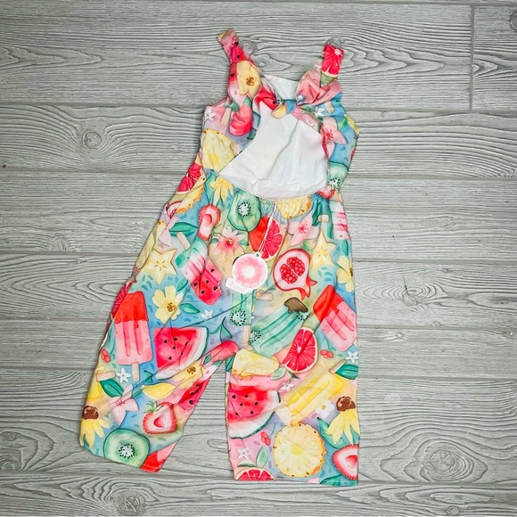 Nwt sucre fruit summer print long pant tank romper / jumper 1 piece outfit 2t - Picture 4 of 7